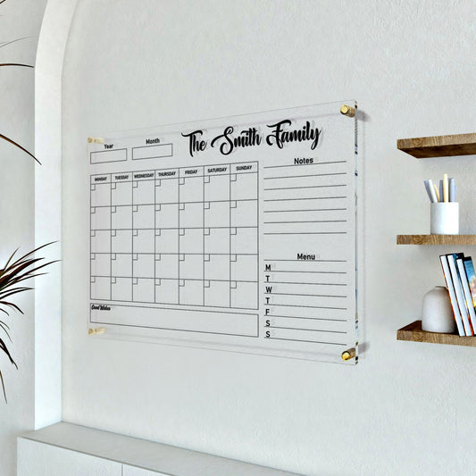 Acrylic Weakly Planner for Nursery, Wall Planner for Office, Home Office, Study Room, Erasable Family Planner, Transparent Weekly Calendar